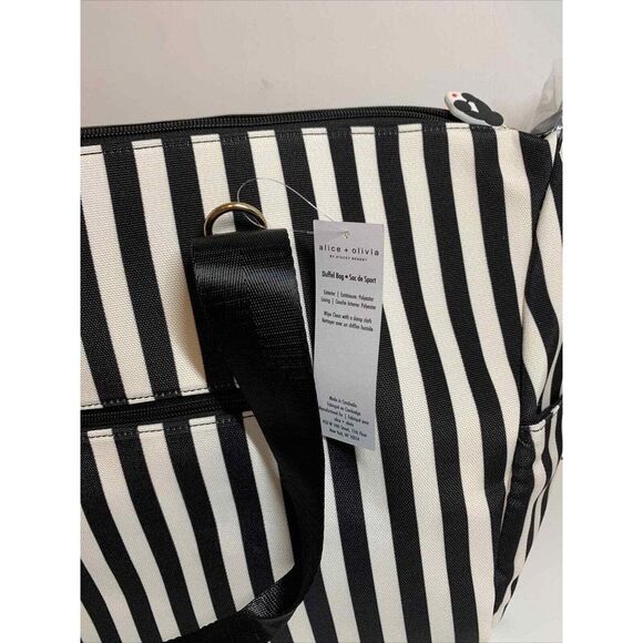 Duffel Bag Alice + Olivia by Stacey Bendet‎ Black Stripe Shoulder Strap 19x11x3 - Picture 2 of 7
